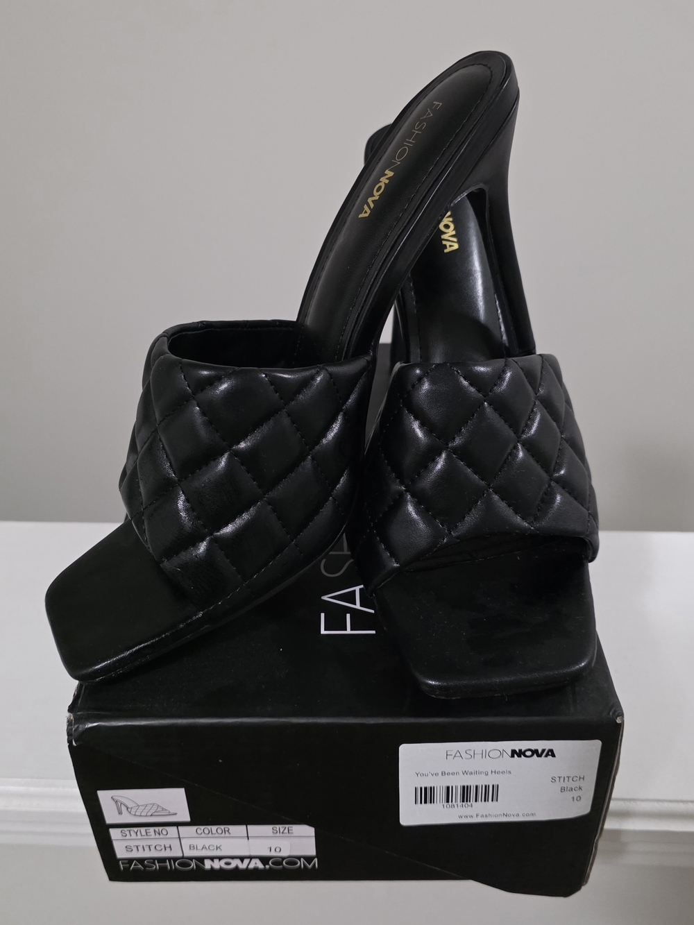 Fashion Nova Black Quilted Slide Mules